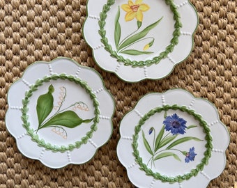 Vintage Handpainted Italian ceramic plates with floral designs… sold individually