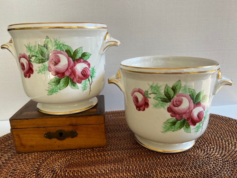 Vintage Pair of Floral Ceramic Planters Jardinieres - Etsy