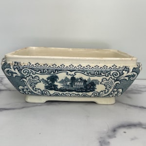 Antique blue and white Transferware Tureen, English, Antique Kitchen, Antique Kitchenalia, ironstone, England, use for bulbs and plants!