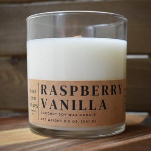 Raspberry Vanilla Soy Candle: Hand Poured, Clean Burning