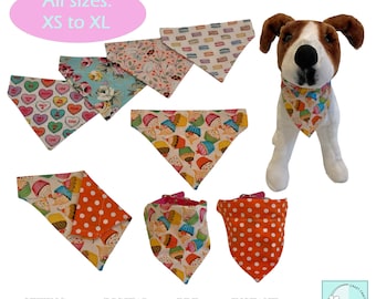 Pet Bandana Sewing Pattern - Digital Download - PDF sewing patterns - Over the collar dog pattern - XS to XL sizes