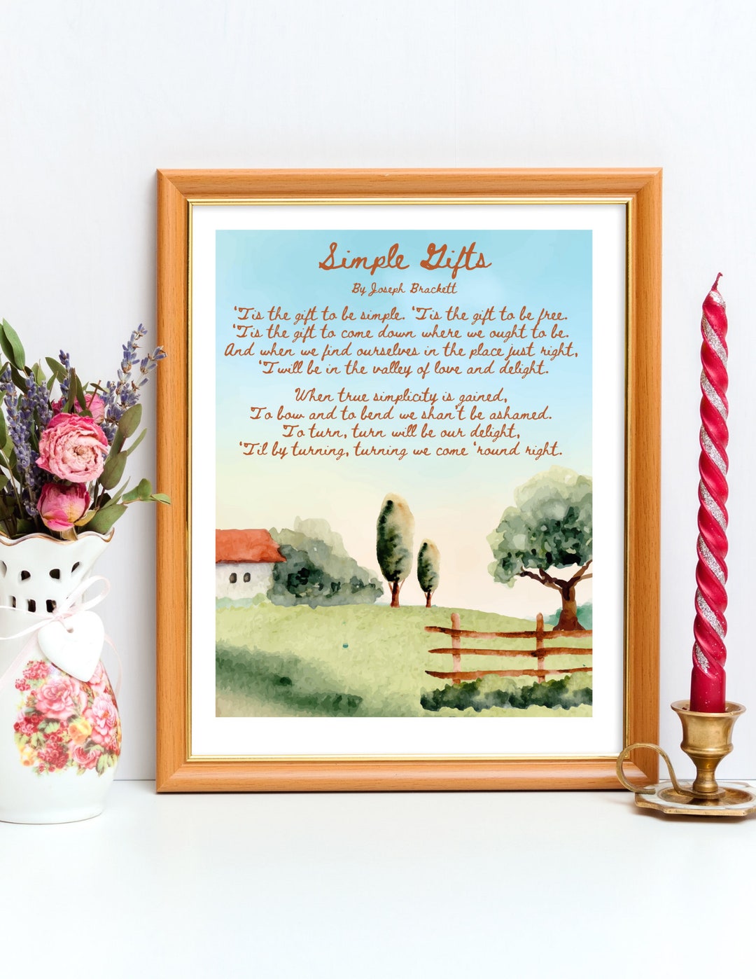 Simple Gifts Lyrics Poster Etsy