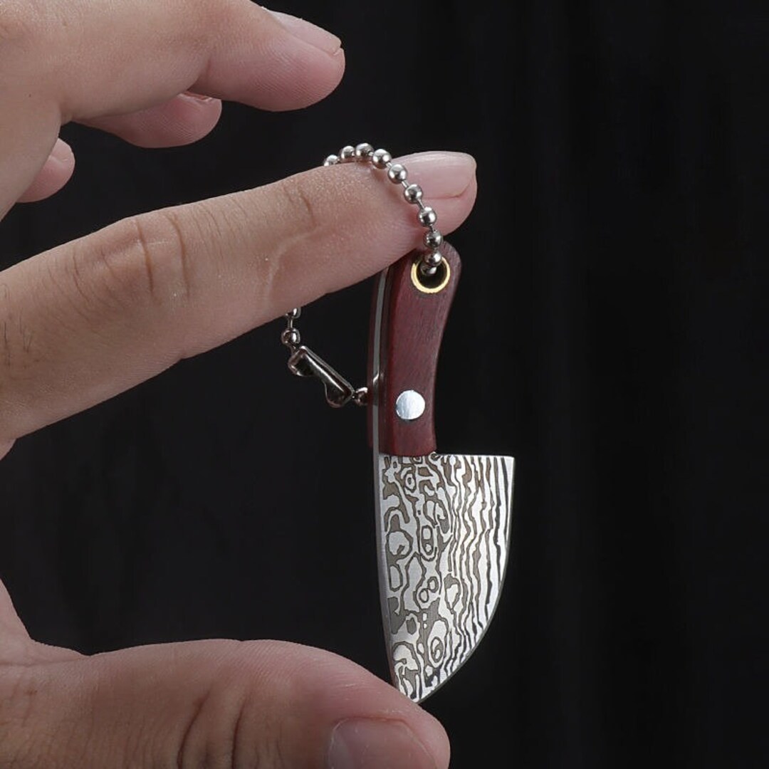 Mini Knife Keychain Portable DIY Handmade Wooden Handle Etsy