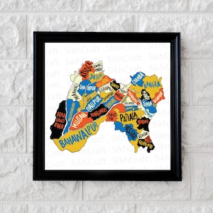 United Punjab Map | Digital Download | Charda Punjab | Sikh Art Home Decor | Sikh Wall Print