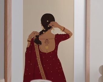 Punjaban Art Print: Desi Brown Girl Portrait (Digital Download)