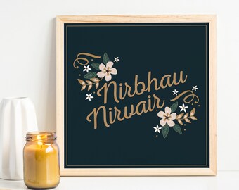 Nirbhau Nirvair Sikh Wall Art: Gurmukhi Prayer Print (Digital Download)