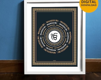 Waheguru Jaap Art Print: Sikh Home Decor (Digital Download)