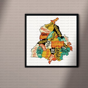 Punjab Map Poster | Digital Download | Punjab | Sikh Art Home Decor | Sikh Wall Print