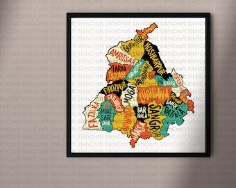Punjab Map Poster | Digital Download | Punjab | Sikh Art Home Decor | Sikh Wall Print