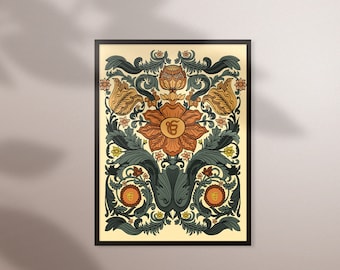 Ek Onkar Floral Wall Art (Digital Download) – Gurmukhi Sikh Home Decor – Instant Download Poster