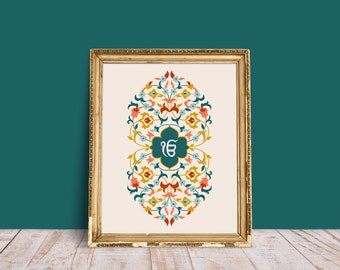 Ek Onkar Wall Art (Digital Download) – Gurmukhi Motif - Sikh Prayer Print – Home Decor Poster
