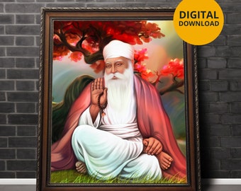 Guru Nanak Dev Ji Art Print: Sikh Prayer, Ek Onkaar (Digital Download)
