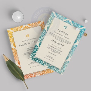 Cartões de casamento sikhs | Convite de casamento | Convite de Anand Karaj | Convite de casamento real | Convite Digital | Convites de casamento indianos