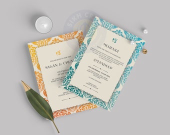 Royal Sikh Wedding Invitation: Marble Theme (Digital Invitation)