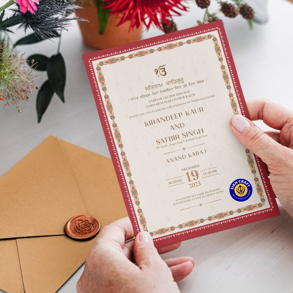 Sikh Wedding Cards | Sikh Wedding Invitation | Anand Karaj Invitation | Royal Wedding Invite | Digital Invitation | Punjabi Invitation