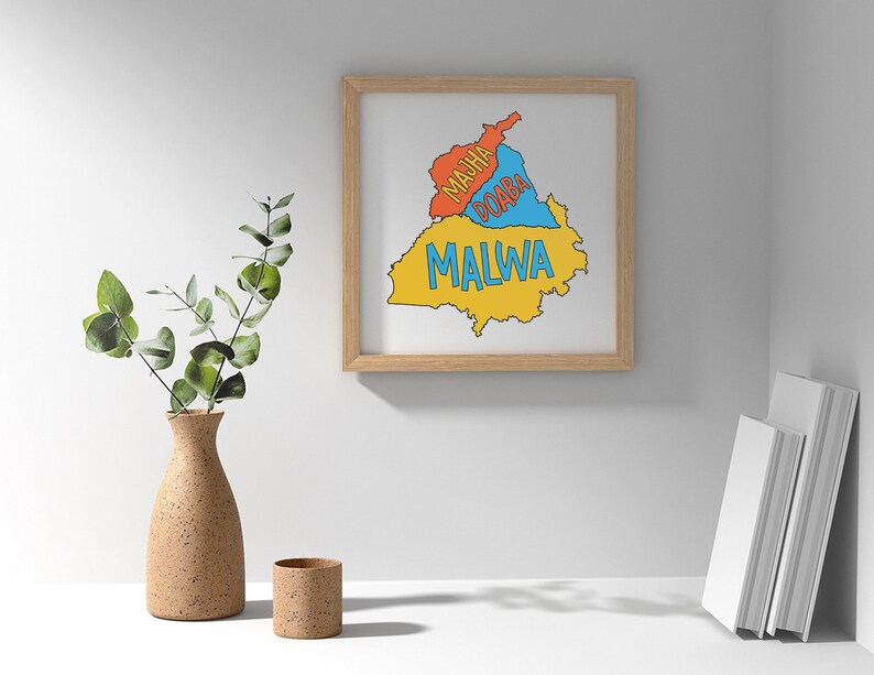 Doaba Map Majha Doaba Malwa Map Poster | Digital Download | Punjab | Sikh Art ...