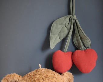 Soft Cherry Nursery Decor: Muslin Fabric Wall Hanging