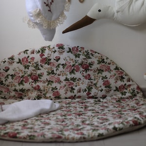 Floral Cotton Baby Play Mat: Round Padded Tummy Time Mat