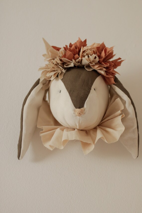 Linen Rabbit Head Rabbit Mount Bunny Faux Taxidermy Linen - Etsy