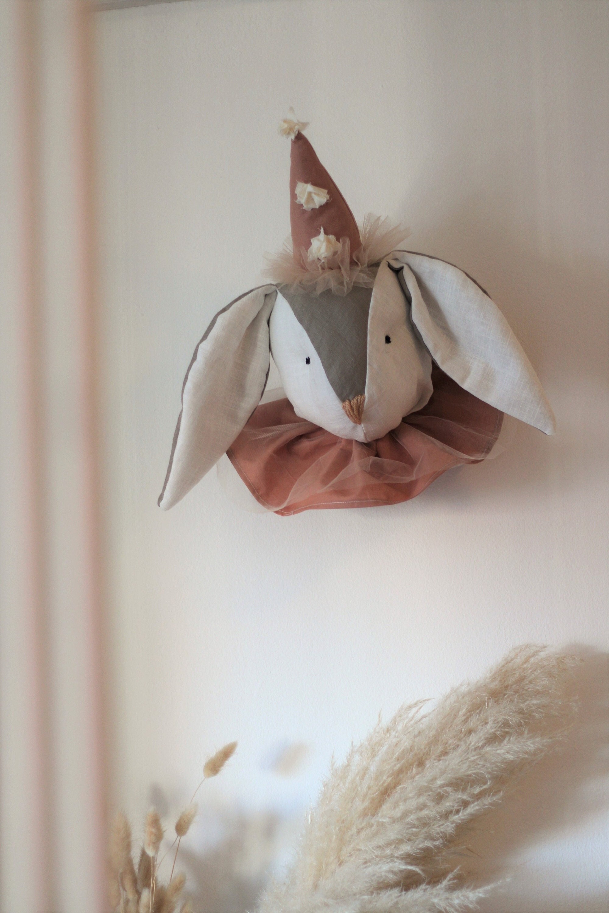 Circus Rabbit Head, Rabbit Mount, Animal Head Nursery Wall Decor, Bunny