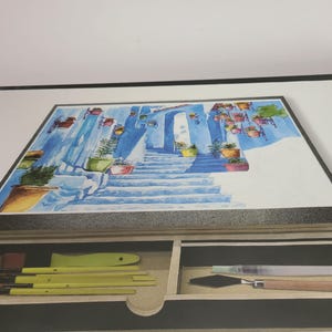 Adjustable art board with storage drawer containing 2 compartments in black color New