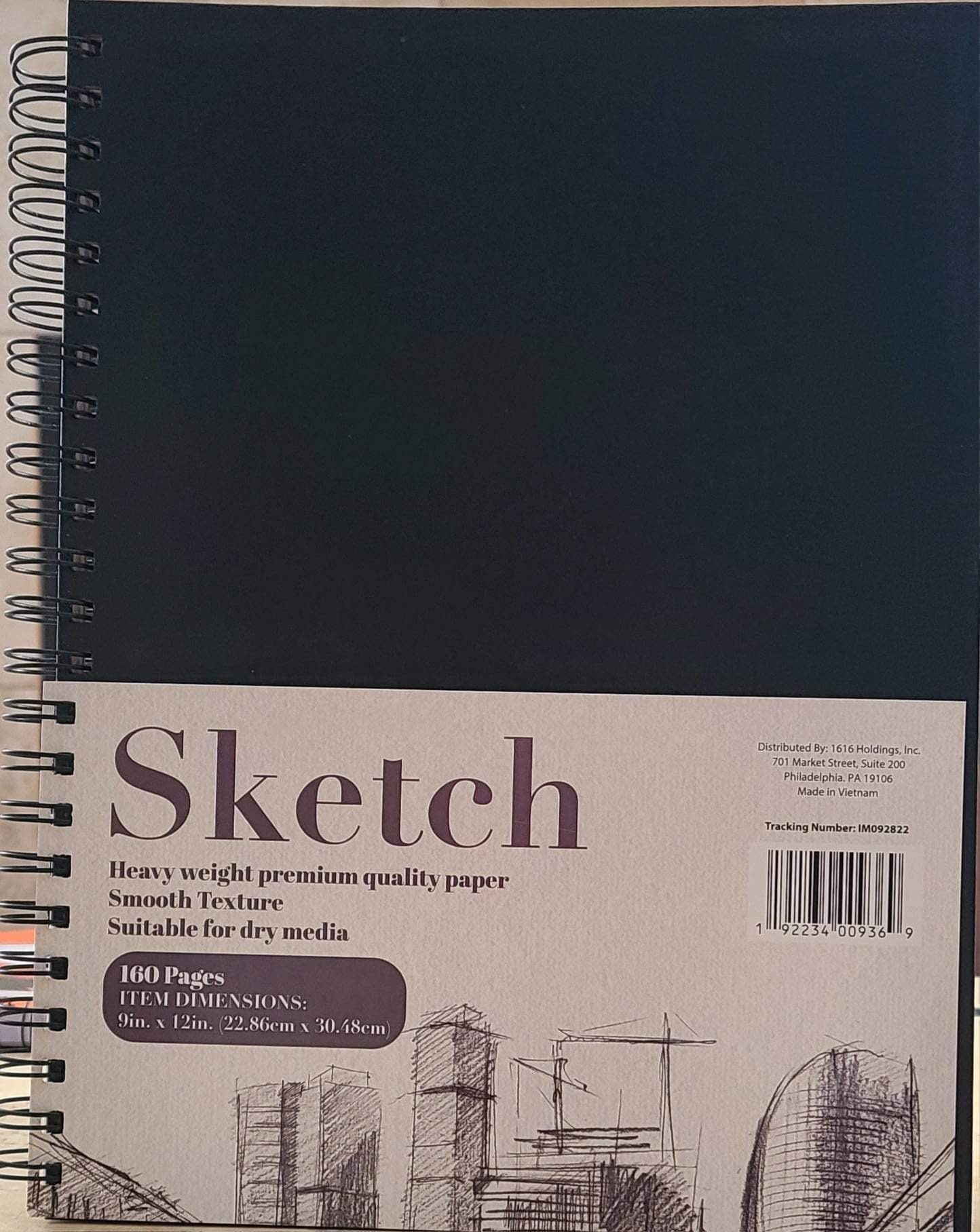 Black Paper Sketchbook 9x12 inches Sketch Pad - 70 Pages