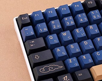 Blue Japanese Key Caps 129 Keycaps for Cherry Mx Switches Mechanical Keyboard PBT Double Shot Key Cap Set