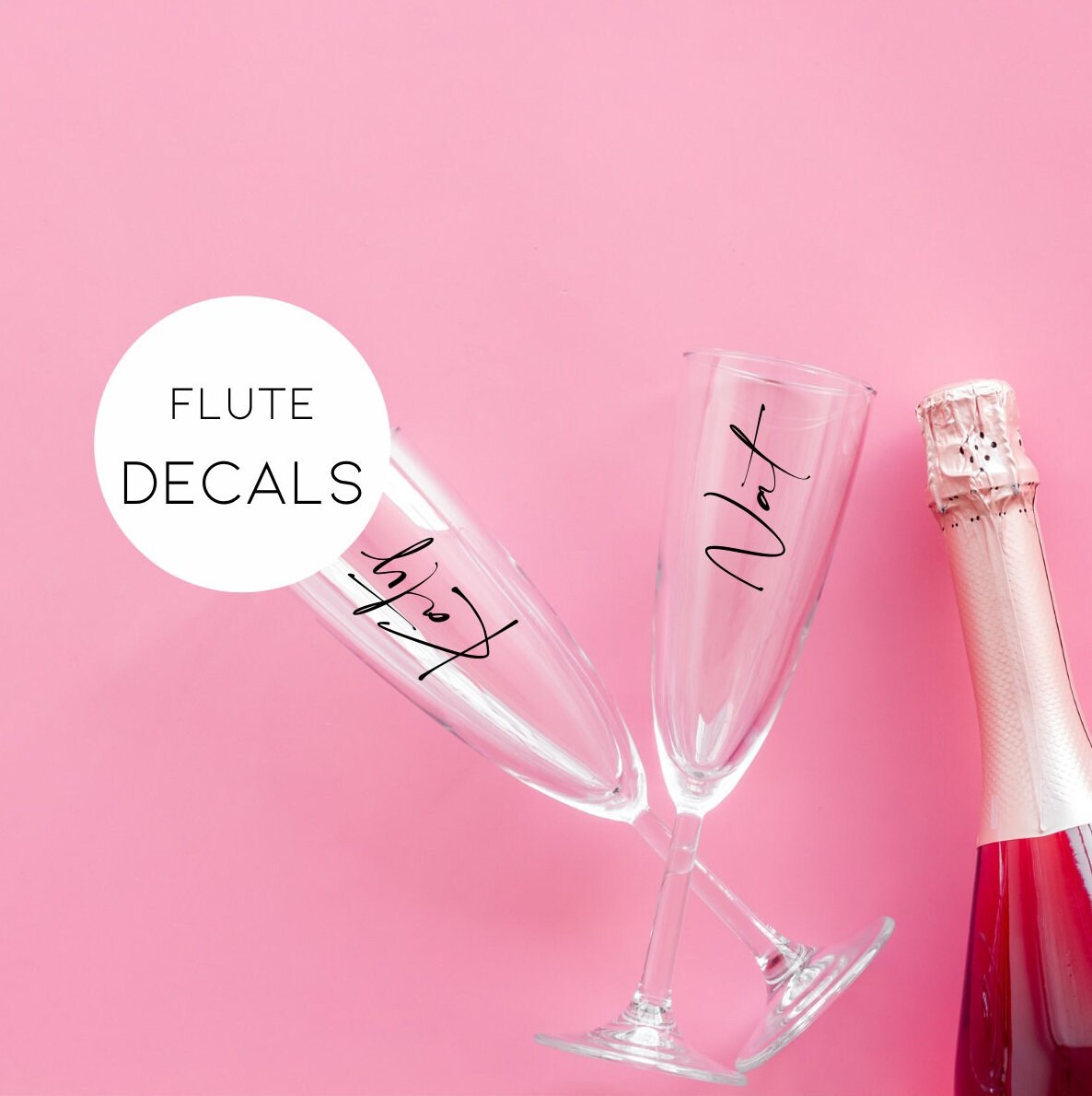 Custom Flute Decals, Name Sticker S for Glass and Plastic Flutes, Hen