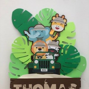 Custom Safari Cake Topper: Jungle Animals Birthday Party Decor