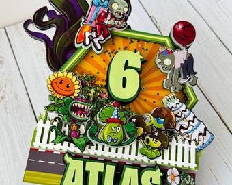 Inspired Plant vs Zombie Cake topper, PVZ topper, Plant vs zombie birthday party, Plant vs zombie Party Theme, Zombies Theme