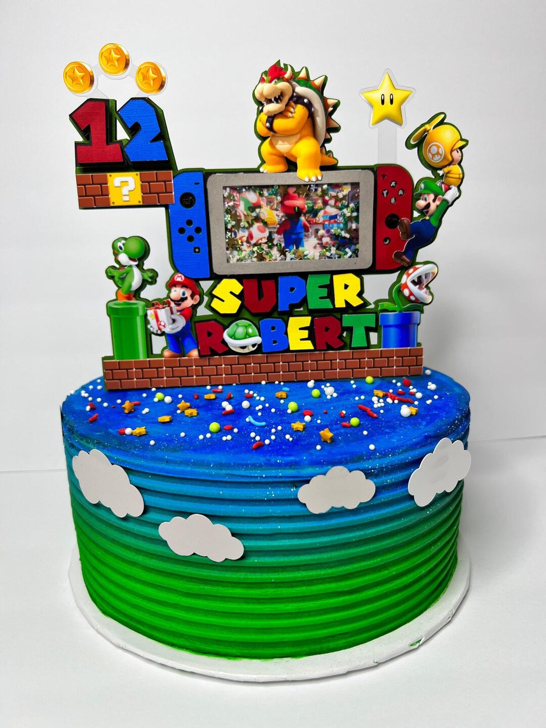Super Mario Cake Topper, Cake Topper Shaker, Super Mario Birthday Party