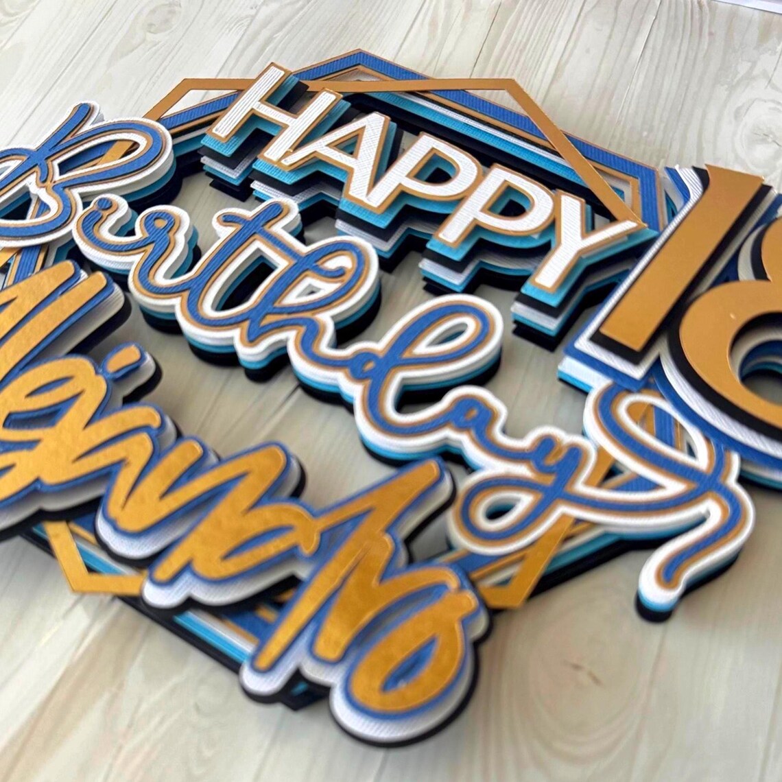 Personalized 18th Birthday Cake Topper: Blue & Black Party Decor - Etsy