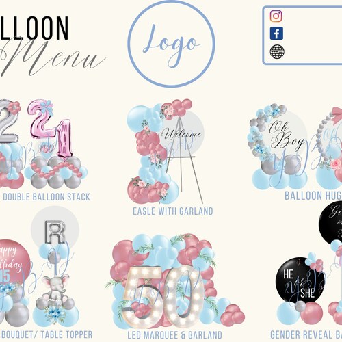 CUSTOM Balloon Price List Balloon Menu Balloon Price Guide Etsy