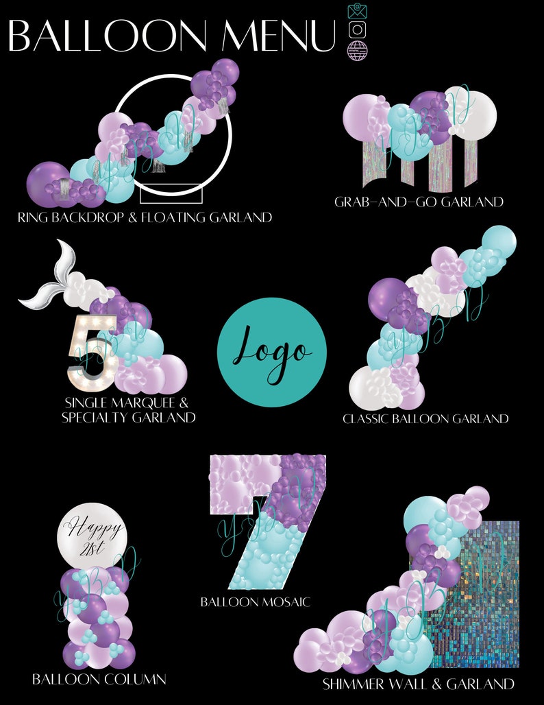 CUSTOM Balloon Menu / Balloon Mock Etsy