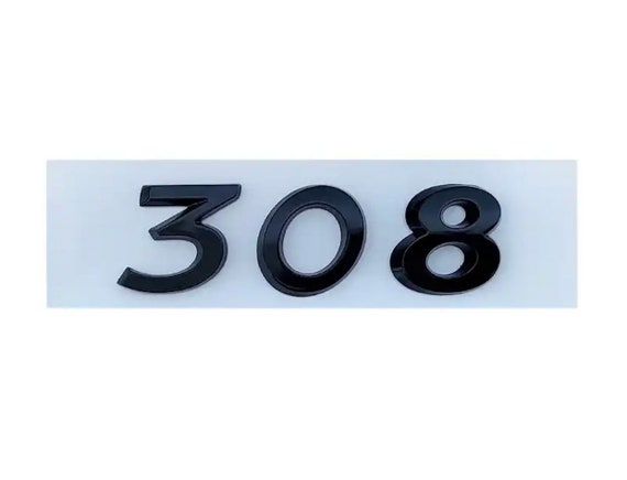 Logo sigle Peugeot 308 noir Insigne stickers embleme Coffre 