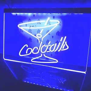 Cocktail Light Sign for Bar, Wine, Pub, Led Neon Sign Gift 30x20cm or 40x30cm, 8 Colors Available,lamp,signs