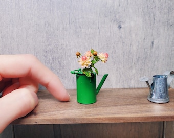 Miniatuurpoppenhuisbloemen in 1:12 | Stelletje perzikkleurige dahlia&#39;s