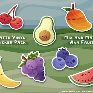 pacote de adesivos de amigos de frutas | papel de carta kawaii fofo - adesivo de comida - adesivo à prova d'água - planejador, diário, garrafa de água, laptop, desconto