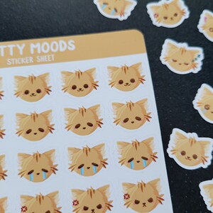 Kitty Mood Tracker Sticker Sheet Cute Kawaii Cat Stationary - Etsy