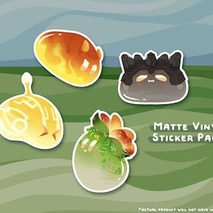 pacote de adesivos de slimes de impacto genshin p2 | dendro, geo, piro, eletro | papel de carta kawaii fofo - garrafa de água, laptop, diário - à prova d'água