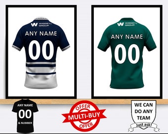 Maglia da calcio Millwall personalizzata, stampa, poster artistico da parete, idea regalo personalizzata per decorazioni per la casa, qualsiasi nome, numero, stampe