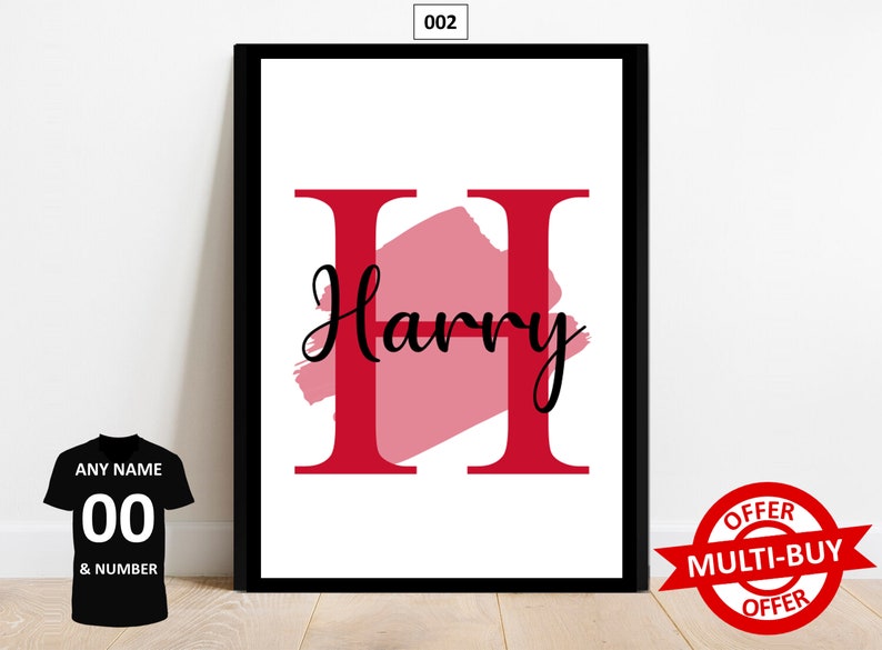 Personalised Manchester United Football Prints Wall Art Poster Set of 3 Custom Home Decor Gift Idea Any Name Number Print Man Utd image 5
