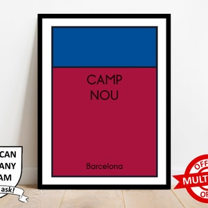Barcelona Football Monopoly Stadium Print Wall Art Poster Custom Prints Home Decor Gift