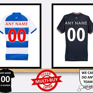 Gepersonaliseerde Queens Park Rangers QPR voetbalshirt print muurkunst poster custom interieur cadeau-idee Elke naam nummer wordt afgedrukt