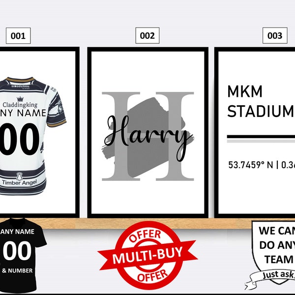 Custom Rugby Posters Personalised Set of 3 Rugby Poster Etsy