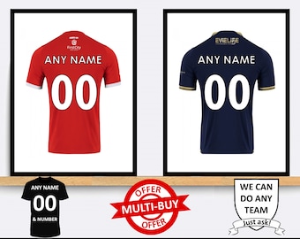 Personalised Swindon Town Football Shirt Print Wall Art Poster Custom Home Decor Gift Idea Any Name Number Prints