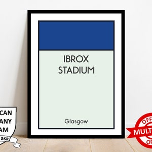 Rangers Football Monopoly Stadium Print Wall Art Poster Custom Prints Home Decor Gift Glasgow Rangers