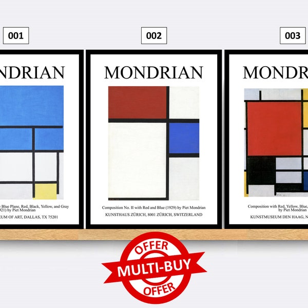 Mondrian Print Wall Art Poster Fauvism Exhibition Prints Art Vintage Home Decor Modern Gift Present Famous Artist Gallery