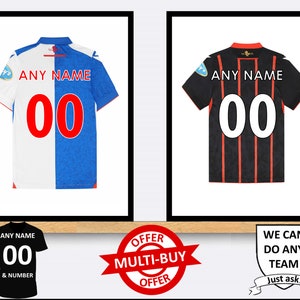 Personalised Blackburn Rovers Football Shirt Print Wall Art Poster Custom Home Decor Gift Idea Any Name Number Prints
