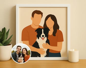 Retrato Digital Sem Rosto Personalizado – Ilustração Minimalista a Partir de Foto | Arte de Parede Moderna para Imprimir e Presente Personalizado